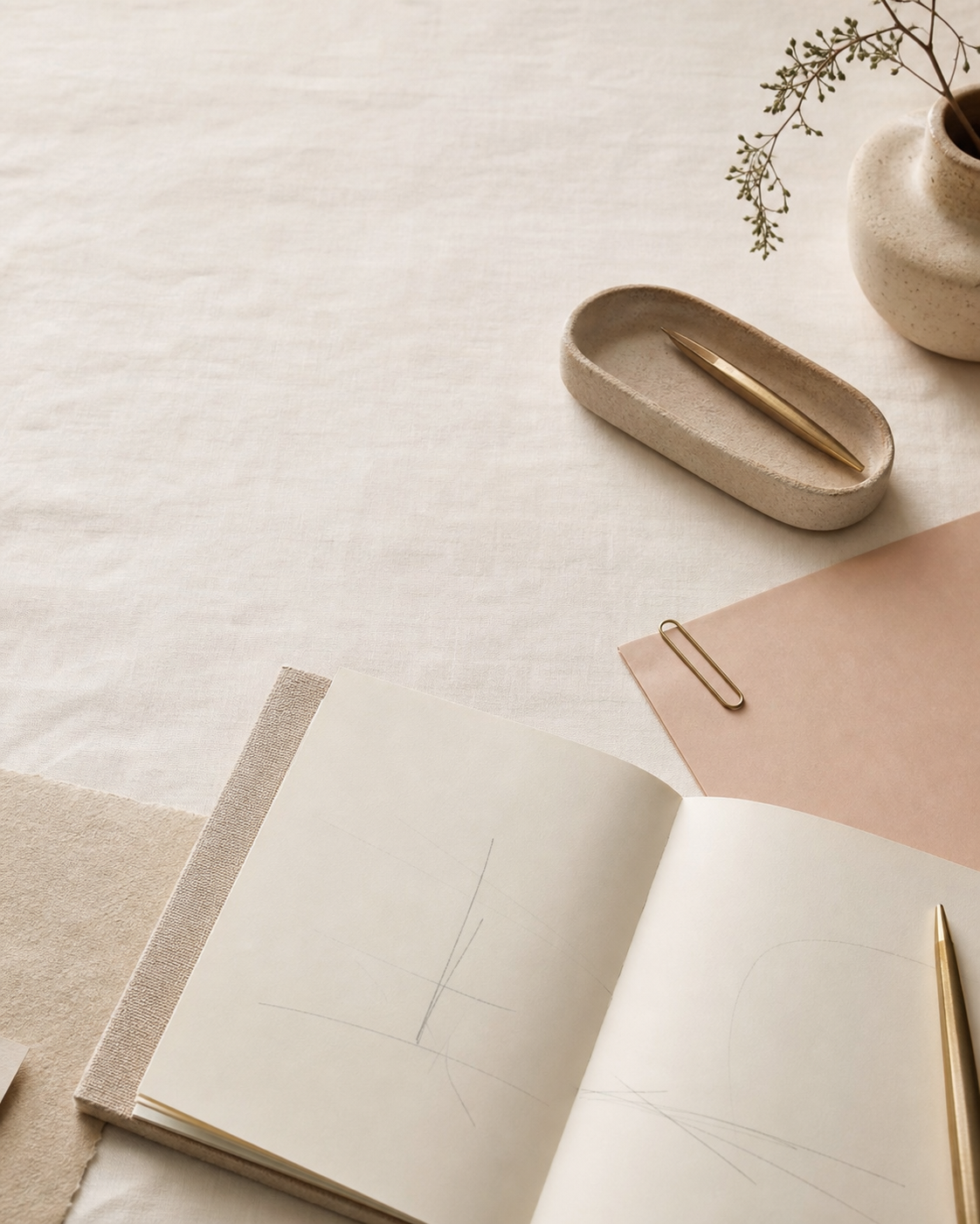 A calm, considered planning desk